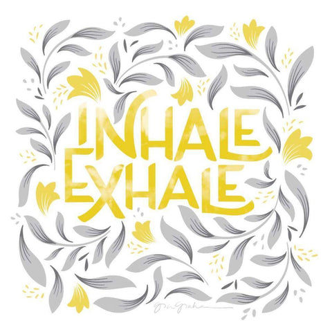 Calm Words II Yellow Gray Gold Ornate Wood Framed Art Print with Double Matting by Graham, Gia