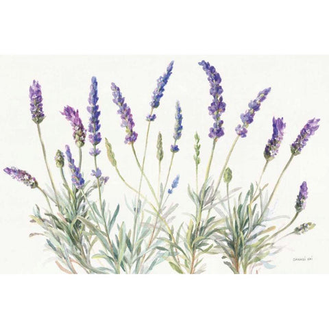 Floursack Lavender V on Linen White Modern Wood Framed Art Print by Nai, Danhui