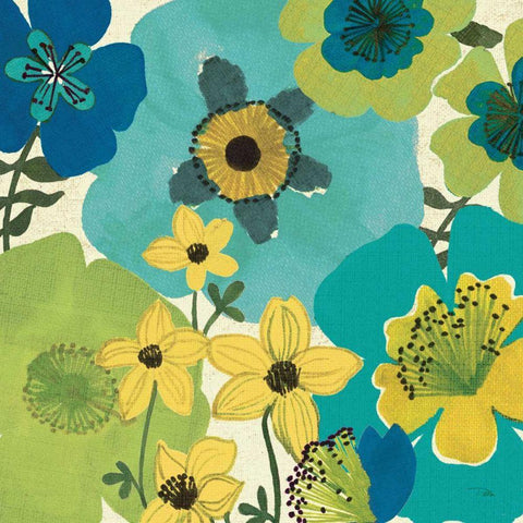 Garden Brights Cool IV White Modern Wood Framed Art Print with Double Matting by Pela Studio