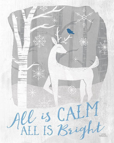 Woodland Wishes I Blue Black Ornate Wood Framed Art Print with Double Matting by Marshall, Laura