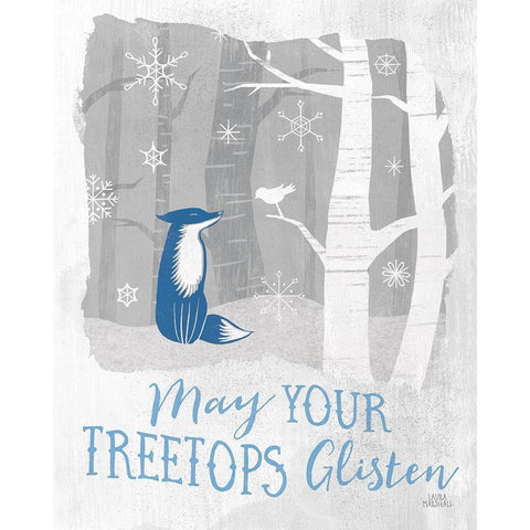 Woodland Wishes II Blue Gold Ornate Wood Framed Art Print with Double Matting by Marshall, Laura