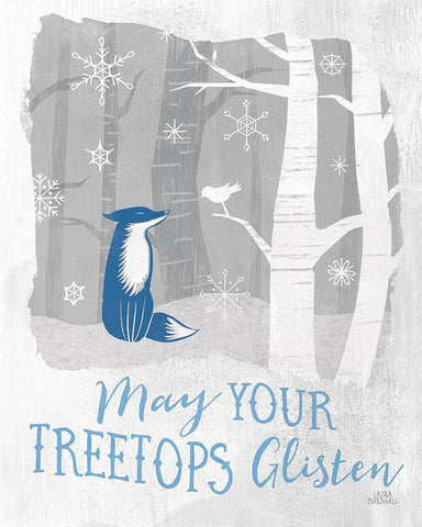 Woodland Wishes II Blue White Modern Wood Framed Art Print with Double Matting by Marshall, Laura