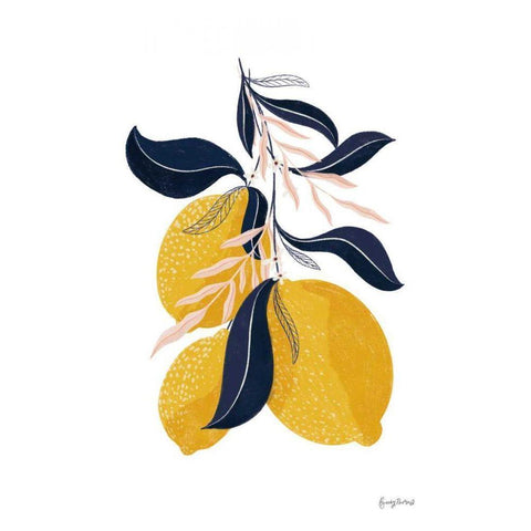 Lemons I No Words White Modern Wood Framed Art Print by Thorns, Becky