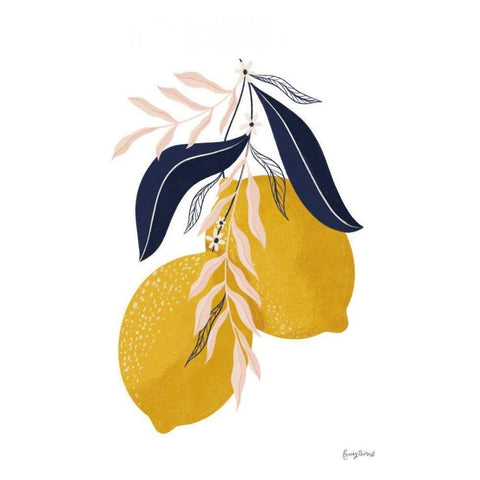 Lemons II No Wedge White Modern Wood Framed Art Print by Thorns, Becky