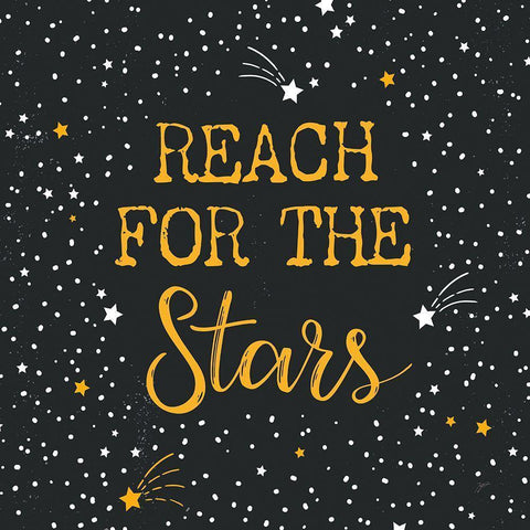 Reach for the Stars Charcoal Sq Black Modern Wood Framed Art Print with Double Matting by Panganiban, Karyn