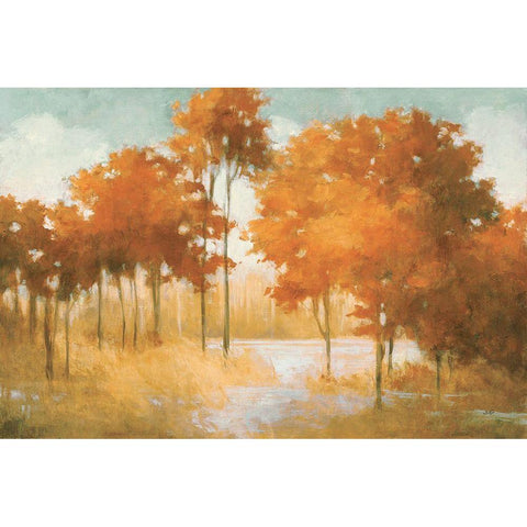 Autumn Lake Orange White Modern Wood Framed Art Print by Purinton, Julia