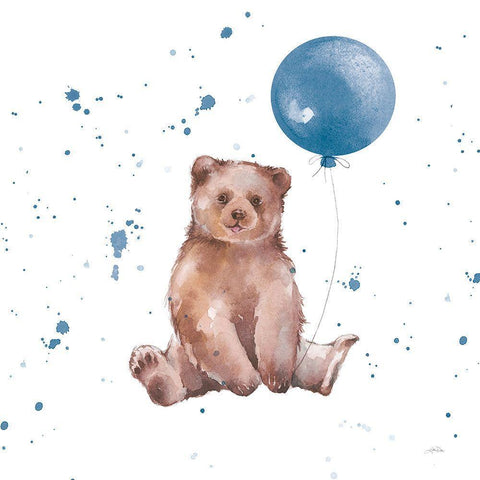 Festive Bear Blue Sq Black Modern Wood Framed Art Print by Pete, Katrina