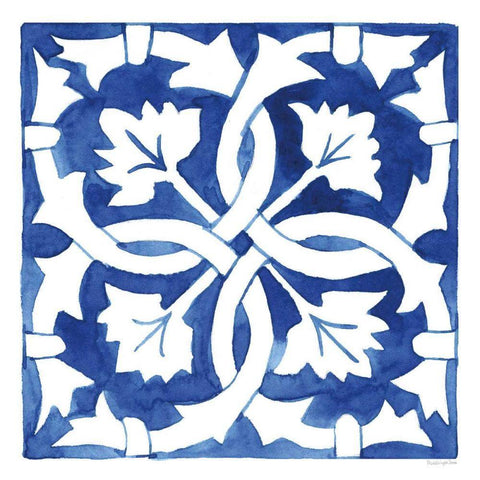 Andalusian Tile III Black Ornate Wood Framed Art Print with Double Matting by Charro, Mercedes Lopez
