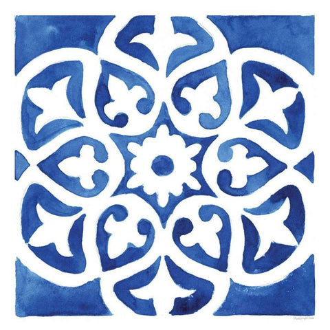 Andalusian Tile IV Black Ornate Wood Framed Art Print with Double Matting by Charro, Mercedes Lopez