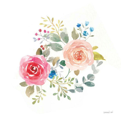 Lush Roses V Black Ornate Wood Framed Art Print with Double Matting by Nai, Danhui
