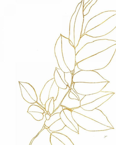 Gold Magnolia Branch II Black Ornate Wood Framed Art Print with Double Matting by Panganiban, Karyn