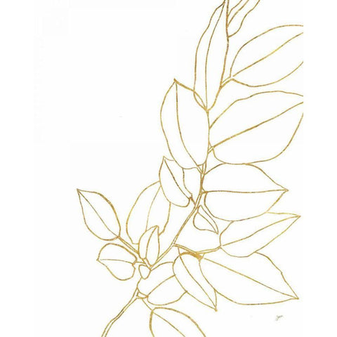 Gold Magnolia Branch II Gold Ornate Wood Framed Art Print with Double Matting by Panganiban, Karyn