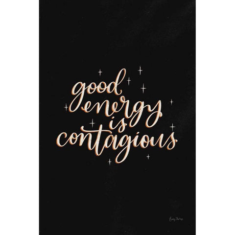 Mod Glam Good Energy II Black Black Modern Wood Framed Art Print with Double Matting by Thorns, Becky