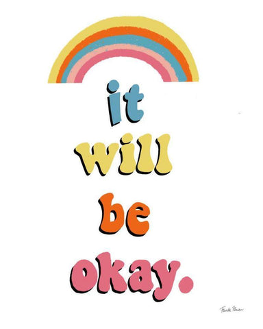 It Will Be Okay White Modern Wood Framed Art Print with Double Matting by Zaman, Farida