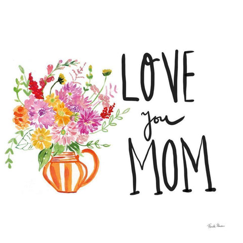 Love Your Mom Black Modern Wood Framed Art Print with Double Matting by Zaman, Farida