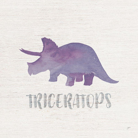 Triceratops Sq White Modern Wood Framed Art Print by Panganiban, Karyn