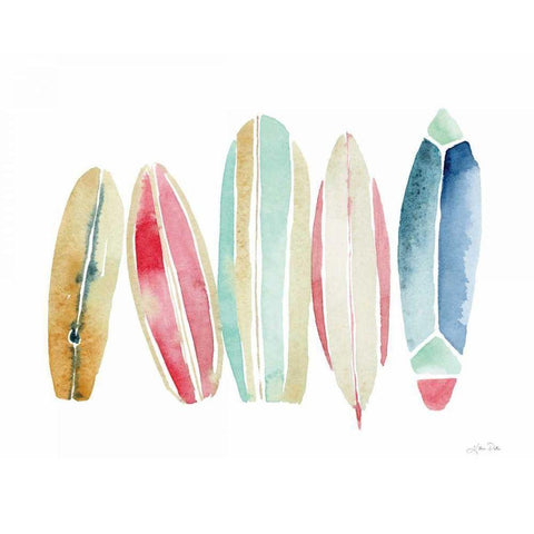 Surfboards in a Row Gold Ornate Wood Framed Art Print with Double Matting by Pete, Katrina