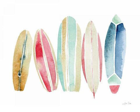 Surfboards in a Row White Modern Wood Framed Art Print with Double Matting by Pete, Katrina