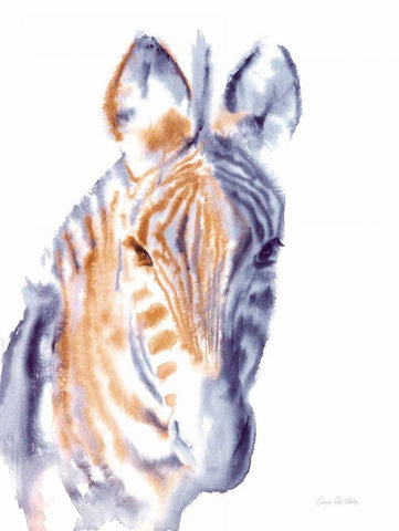 Zebra Neutral White Modern Wood Framed Art Print with Double Matting by Valle, Aimee Del