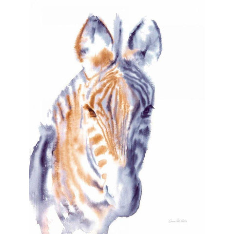 Zebra Neutral Gold Ornate Wood Framed Art Print with Double Matting by Valle, Aimee Del