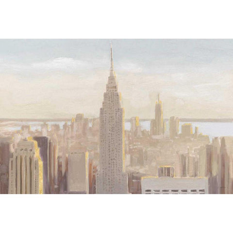Manhattan Dawn Gold and Neutral Gold Ornate Wood Framed Art Print with Double Matting by Wiens, James