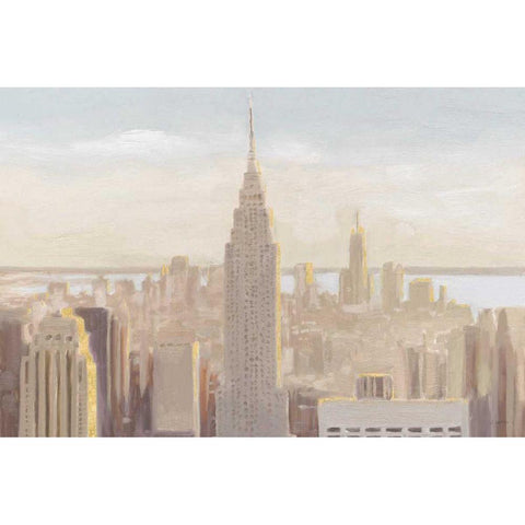 Manhattan Dawn Gold and Neutral White Modern Wood Framed Art Print by Wiens, James