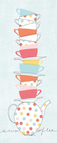 Stack of Cups I Pastel White Modern Wood Framed Art Print with Double Matting by Tillmon, Avery