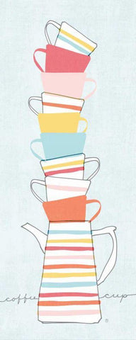 Stack of Cups II Pastel White Modern Wood Framed Art Print with Double Matting by Tillmon, Avery