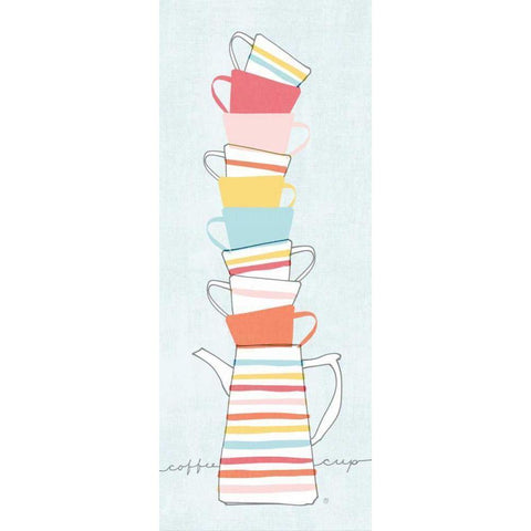 Stack of Cups II Pastel White Modern Wood Framed Art Print by Tillmon, Avery