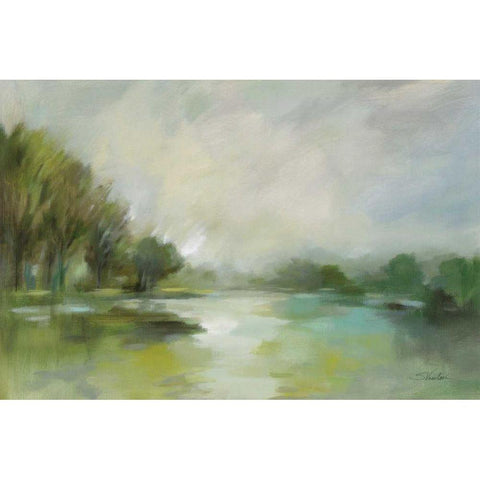 Lakeside Fog White Modern Wood Framed Art Print by Vassileva, Silvia