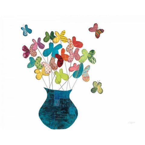 Butterfly Bouquet on White Black Modern Wood Framed Art Print by Prahl, Courtney