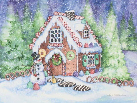 Gingerbread House Black Ornate Wood Framed Art Print with Double Matting by McKenna, Kathleen Parr