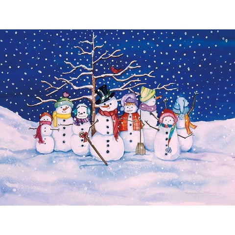 Snow Family White Modern Wood Framed Art Print by McKenna, Kathleen Parr