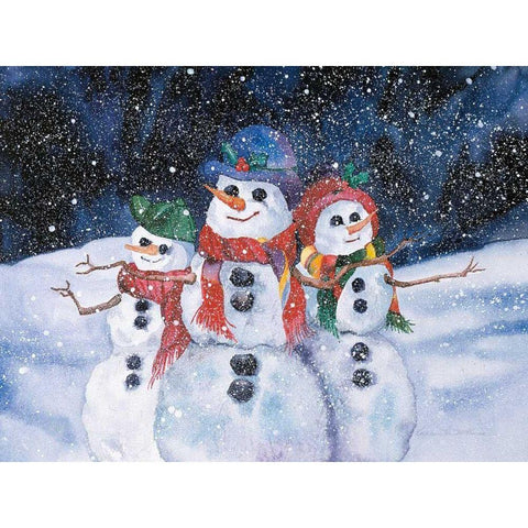 Snowmen Gold Ornate Wood Framed Art Print with Double Matting by McKenna, Kathleen Parr