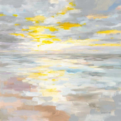 Sunup on the Sea White Modern Wood Framed Art Print by Nai, Danhui