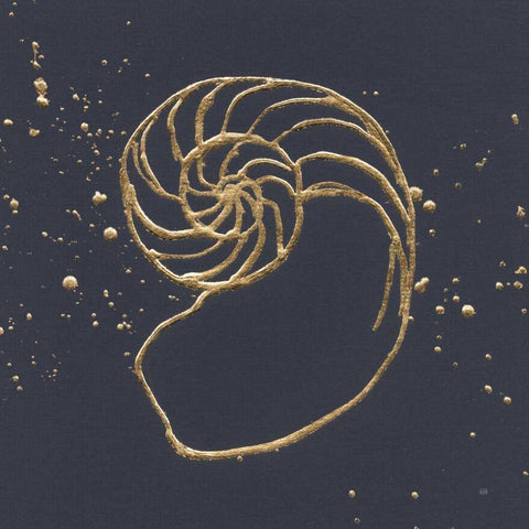 Gold Nautilus II Black Ornate Wood Framed Art Print with Double Matting by Paschke, Chris