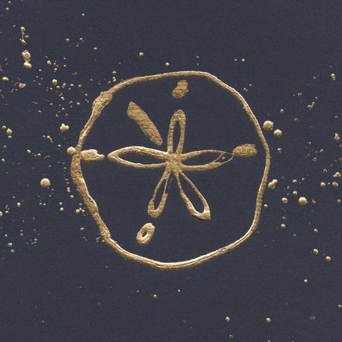 Gold Sand Dollar I White Modern Wood Framed Art Print by Paschke, Chris