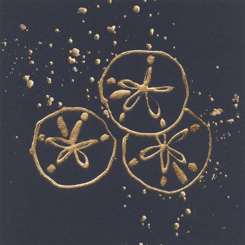 Gold Sand Dollar II Black Ornate Wood Framed Art Print with Double Matting by Paschke, Chris