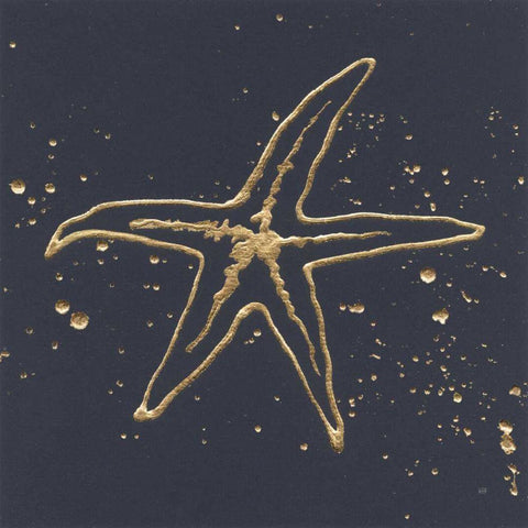 Gold Starfish I White Modern Wood Framed Art Print by Paschke, Chris