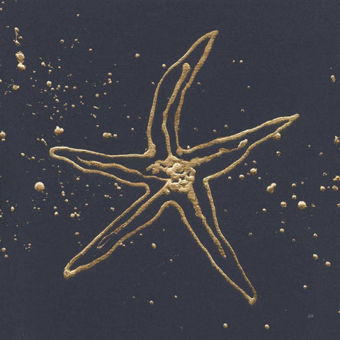 Gold Starfish II White Modern Wood Framed Art Print by Paschke, Chris