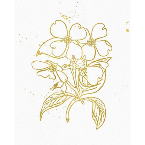 Gold Blooms III White Modern Wood Framed Art Print by Wild Apple Portfolio