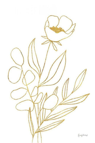 Rooted Florals IV Gold Black Ornate Wood Framed Art Print with Double Matting by Thorns, Becky