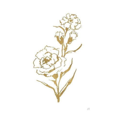 Gold Line Carnation III White Modern Wood Framed Art Print by Paschke, Chris
