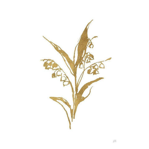 Gold Line Lily of the Valley I White Modern Wood Framed Art Print by Paschke, Chris
