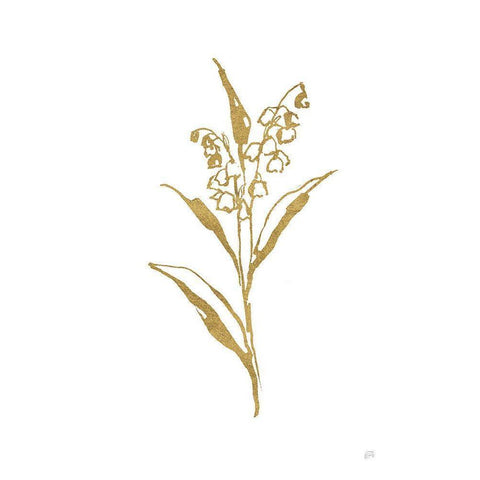 Gold Line Lily of the Valley II White Modern Wood Framed Art Print by Paschke, Chris