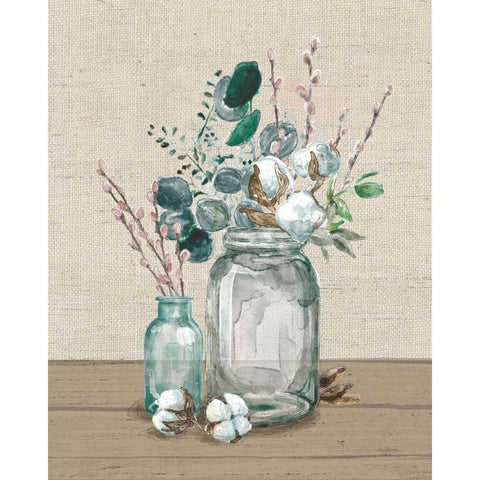 Cotton Bouquet II No Pattern White Modern Wood Framed Art Print by Urban, Mary