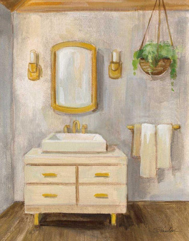 Attic Bathroom I Crop Black Ornate Wood Framed Art Print with Double Matting by Vassileva, Silvia