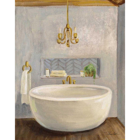 Attic Bathroom II Crop White Modern Wood Framed Art Print by Vassileva, Silvia