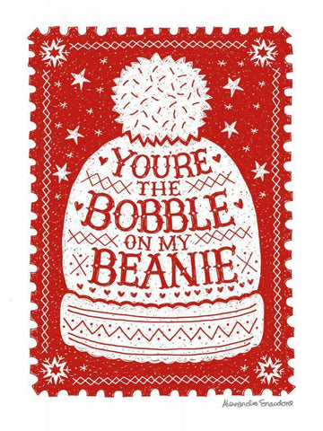 Bobble on My Beanie White Modern Wood Framed Art Print with Double Matting by Snowdon, Alexandra