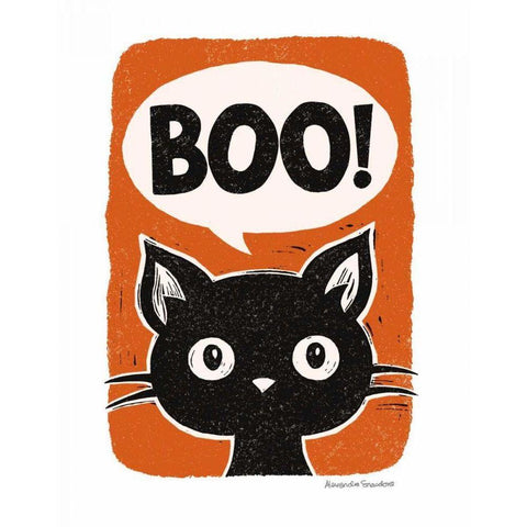 Boo Cat Black Modern Wood Framed Art Print by Snowdon, Alexandra